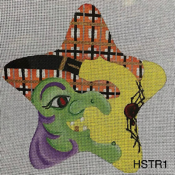 Witch with Plaid Hat Halloween Star