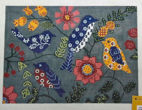 Birds on Blue