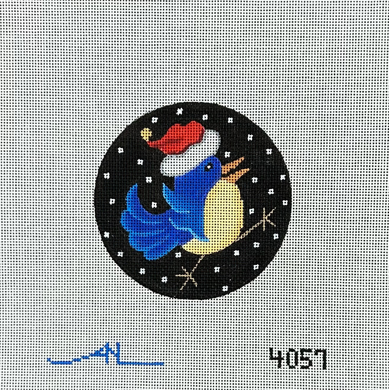 Amanda Lawford Santa Bird Round Ornament