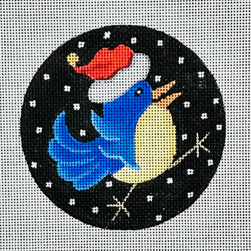Amanda Lawford Santa Bird Round Ornament