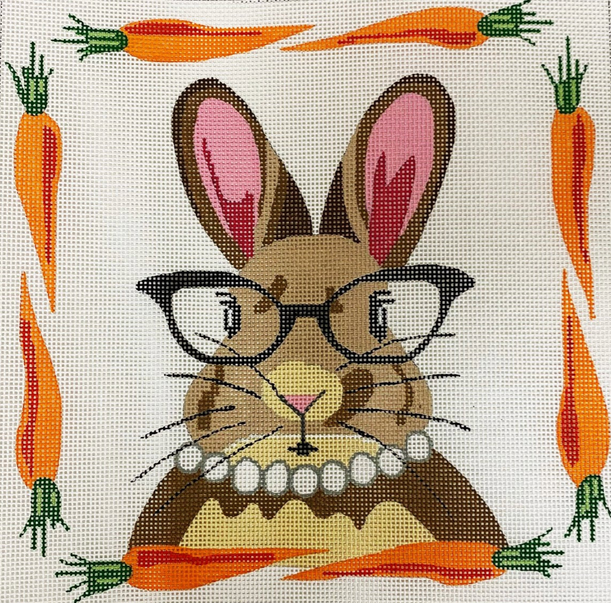 Danji Ms Rabbit with Glasses – Barbara's Needlepoint
