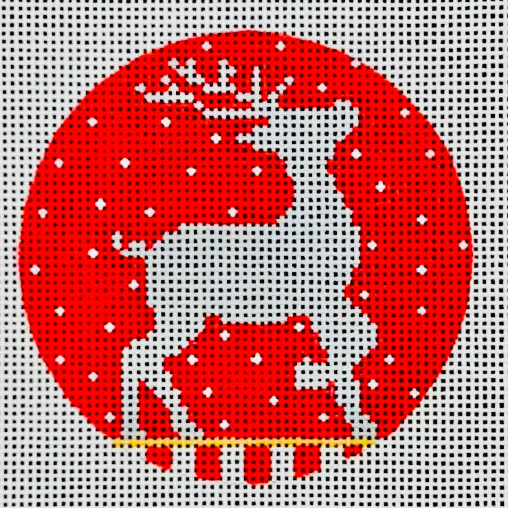 Amanda Lawford Silver Reindeer on Red Round