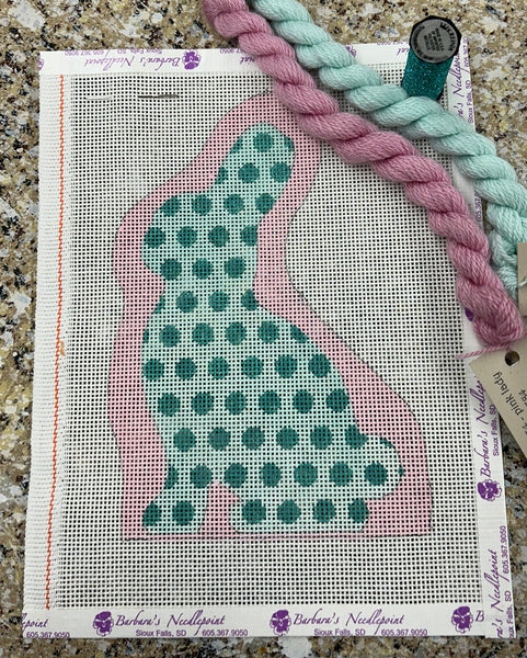 Silhouette Bunny KIT with dark aqua houndstooth and light aqua and pink background