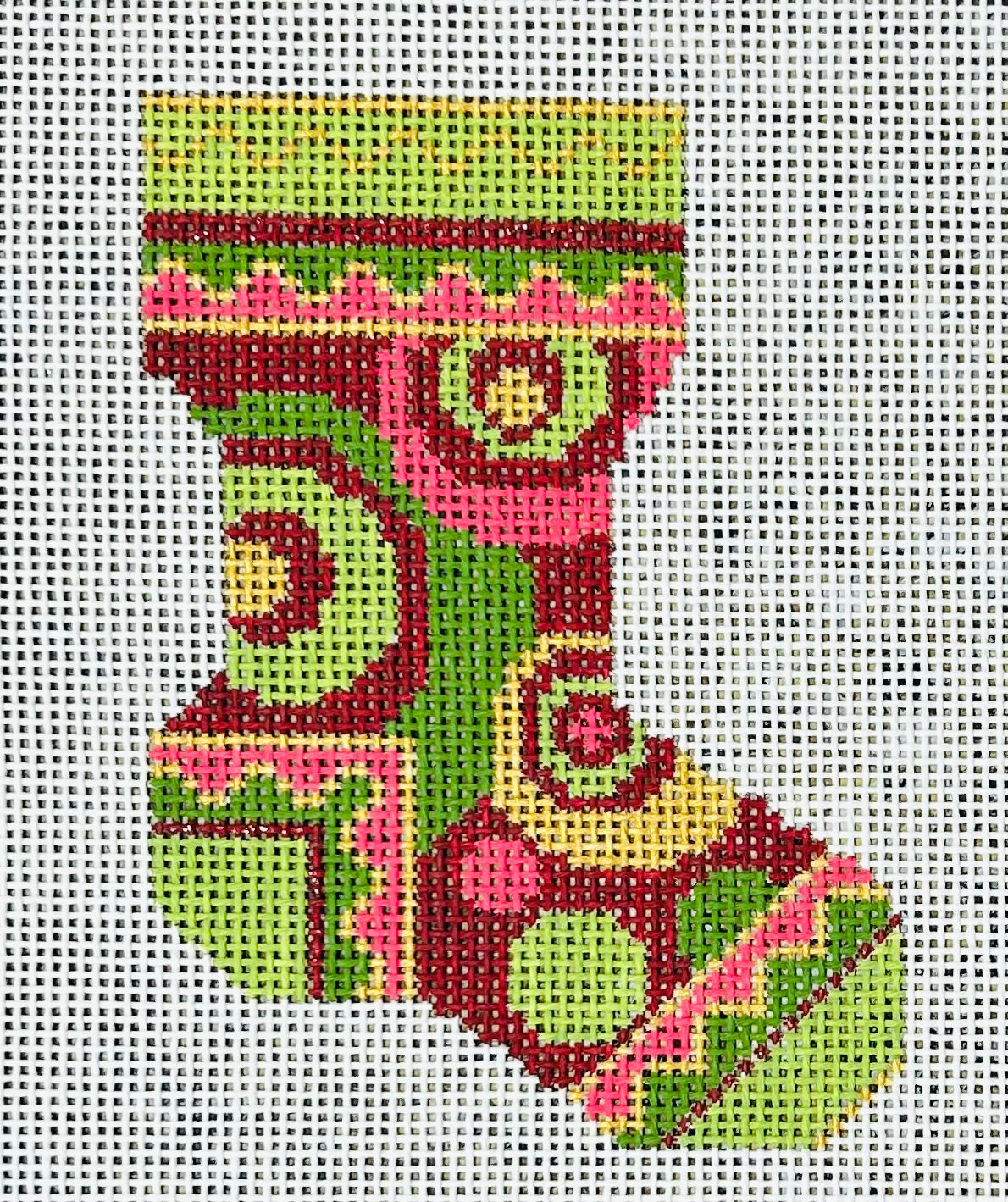 KCN Red Fiesta Mini Sock – Barbara's Needlepoint