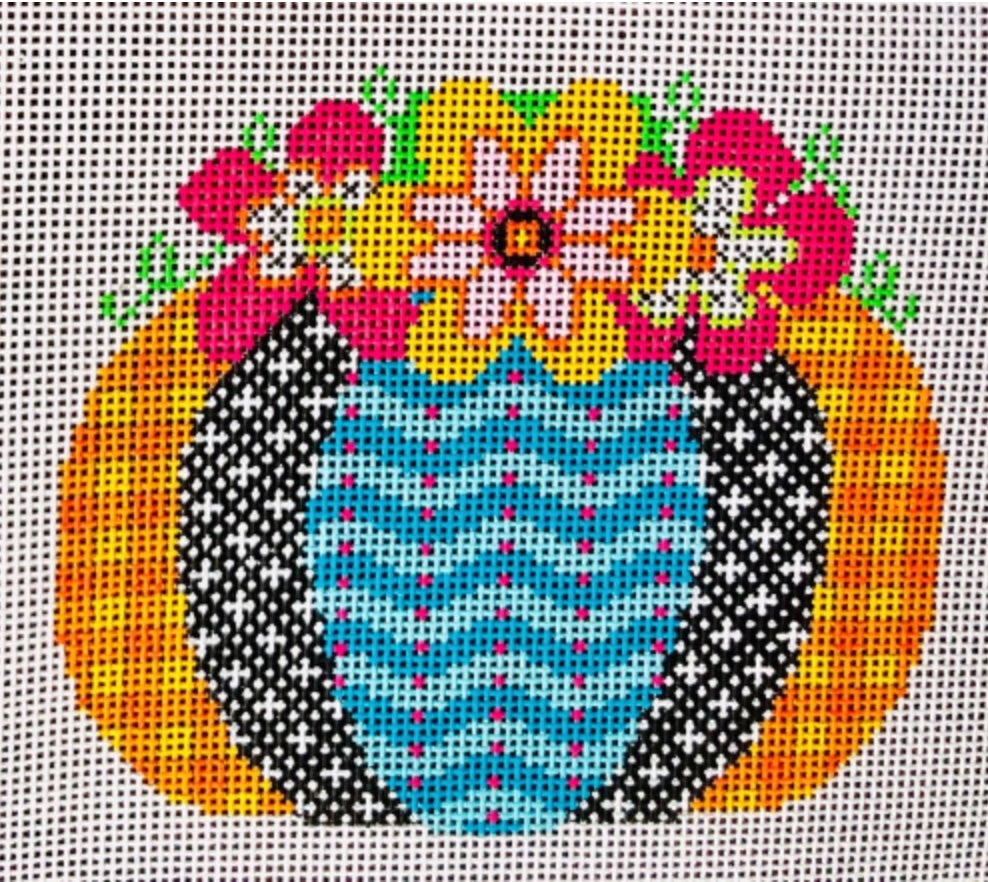 Eyecandy Pumpkin Flower Patch Mini ZigZag – Barbara's Needlepoint