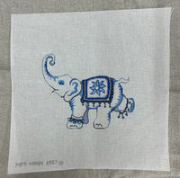 Single Elephant with Floral Blanket