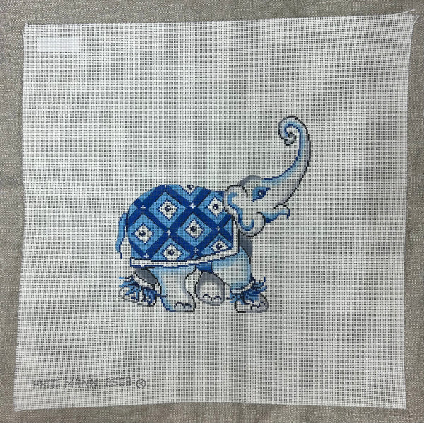 Single Elephant with Diamond Blanket