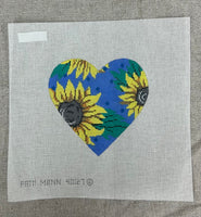 Sunflowers on a Blue Heart