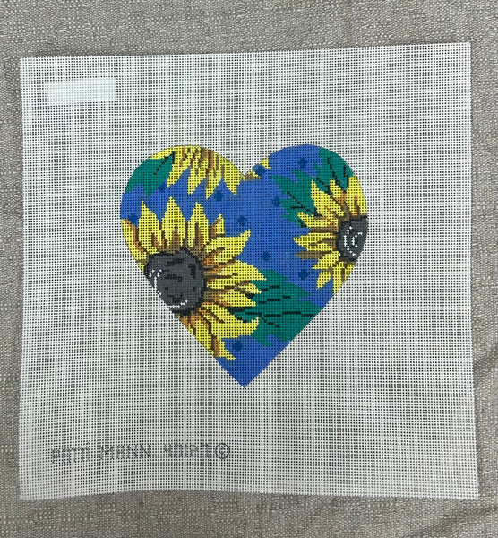 Sunflowers on a Blue Heart