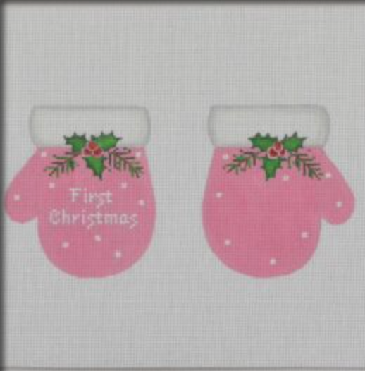 Baby's 1st Christmas Mittens - Pink