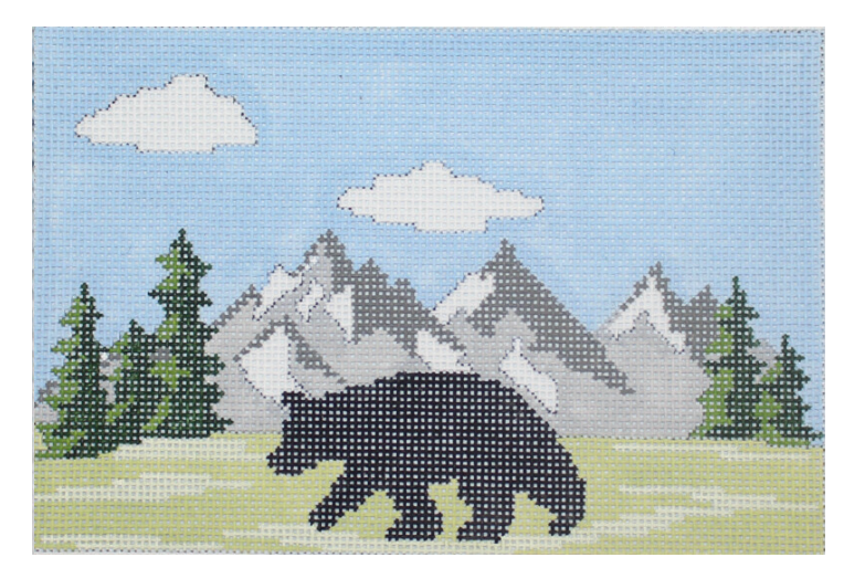 Elm Tree Needlepoint Mountain and Bear Tooth Fairy Pillow