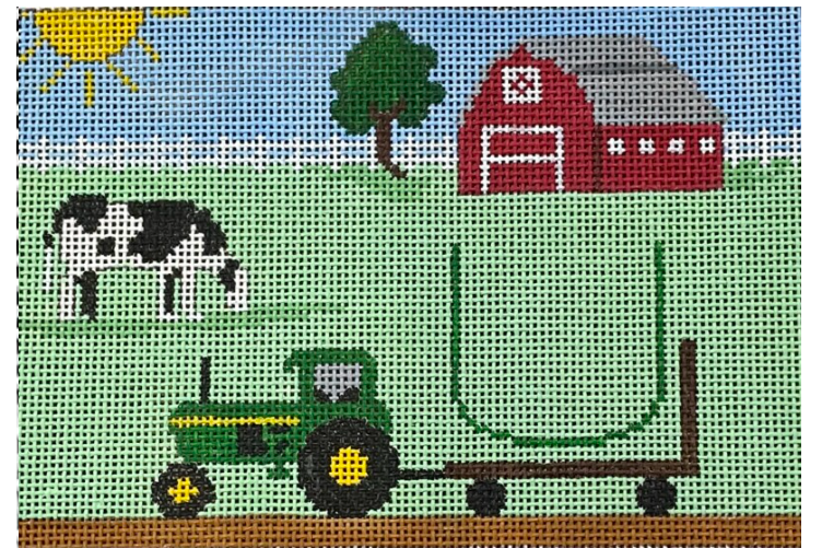 Elm Tree Needlepoint Farm Scene Tooth Fairy Pillow