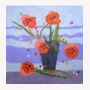 Birds of a Feather Blue Vase with Flowers
