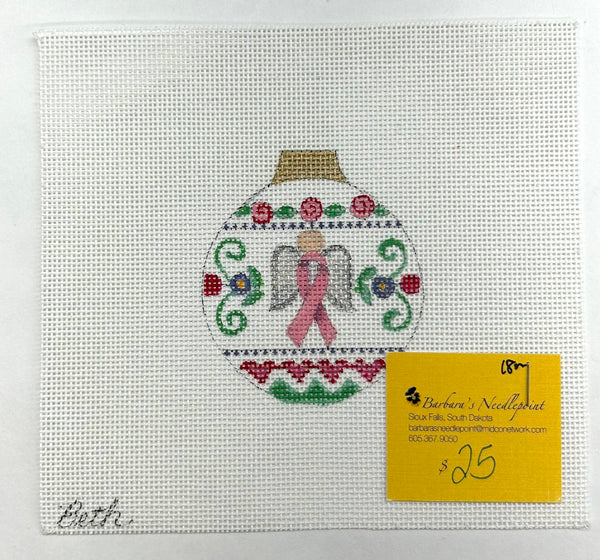 Pink Ribbon Round Ornament