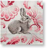 Gray Rabbit in Pink Flowers