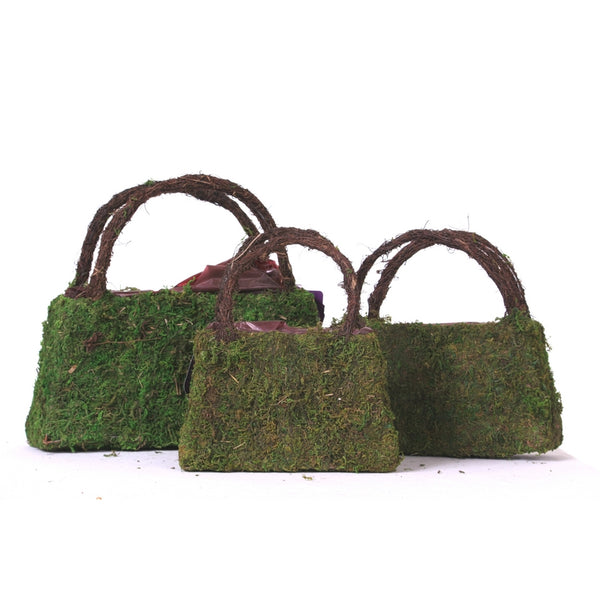 Moss Purse w/Wicker Handle