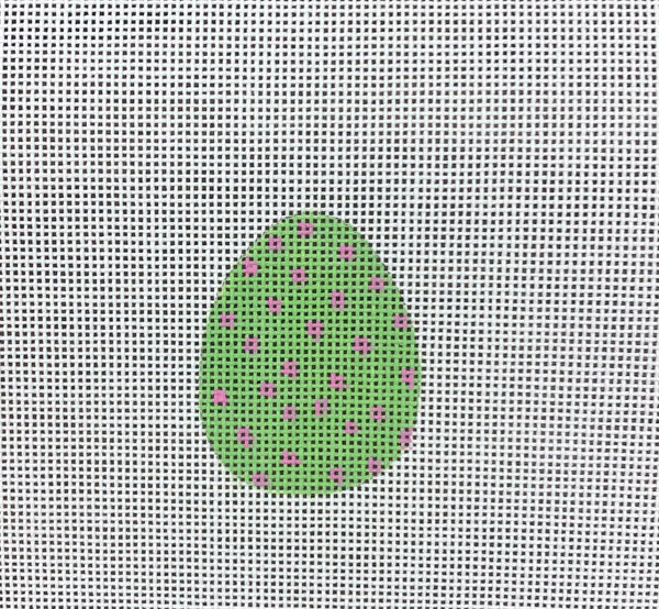 Mini Egg-Green w/Pink Polka Dots