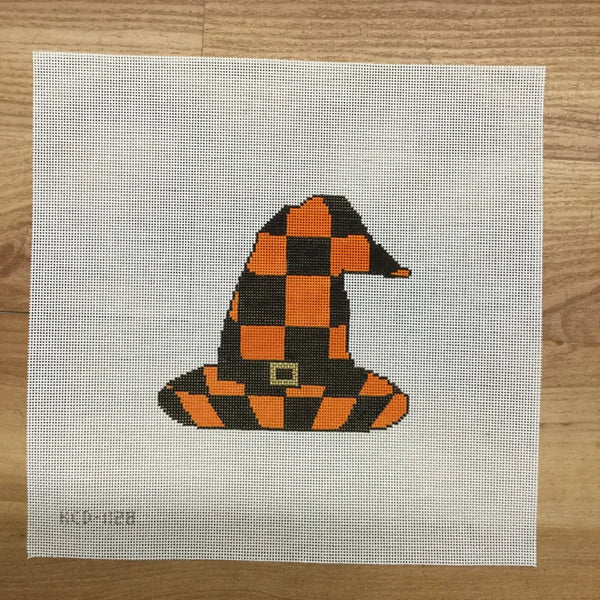Orange and Black Check Witch's Hat