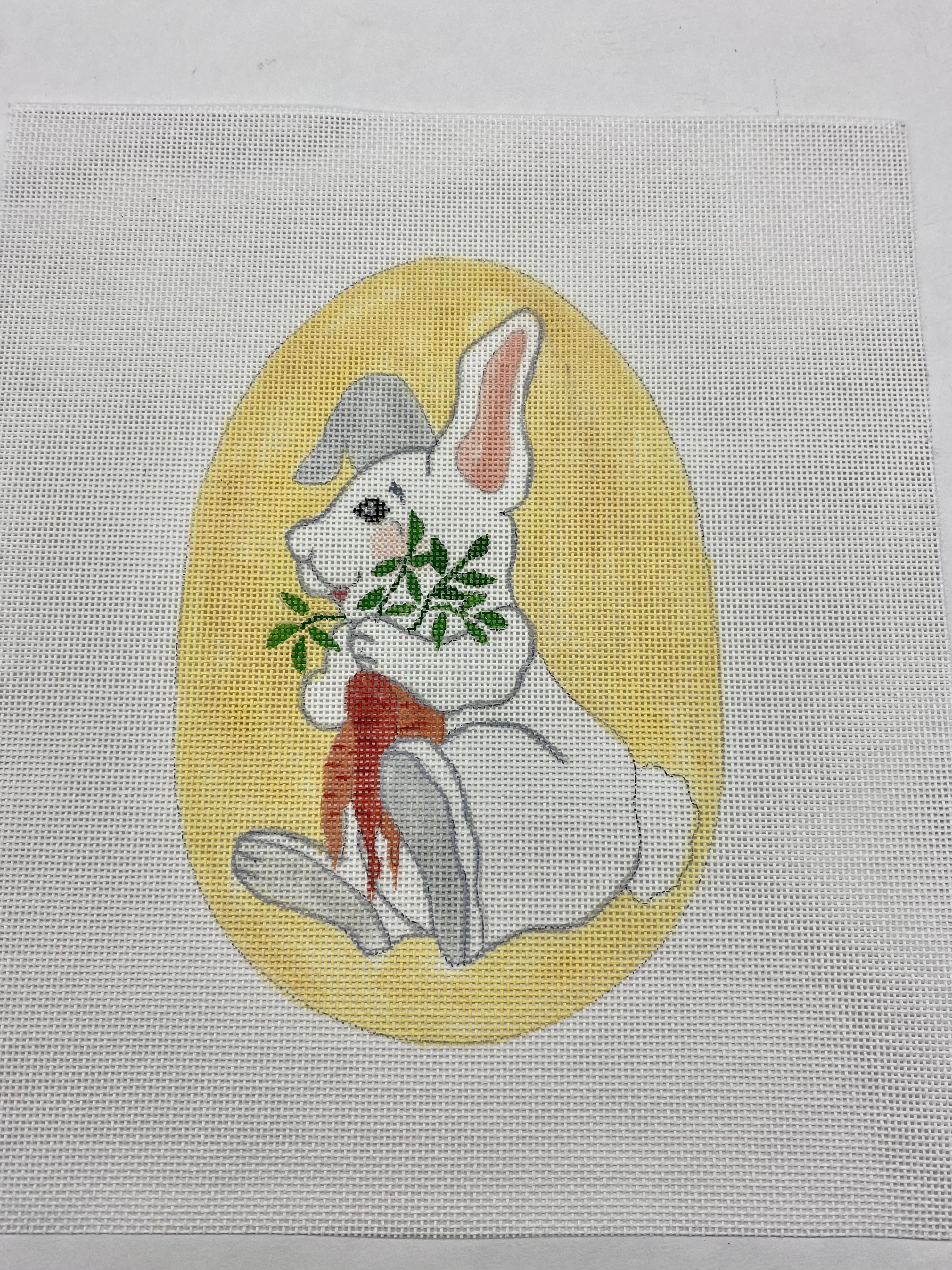Ann Hanson Yellow Bunny Egg with Carrots
