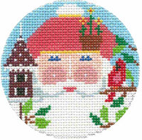 Santa Ornament with  Cardinal with stitch suggestions