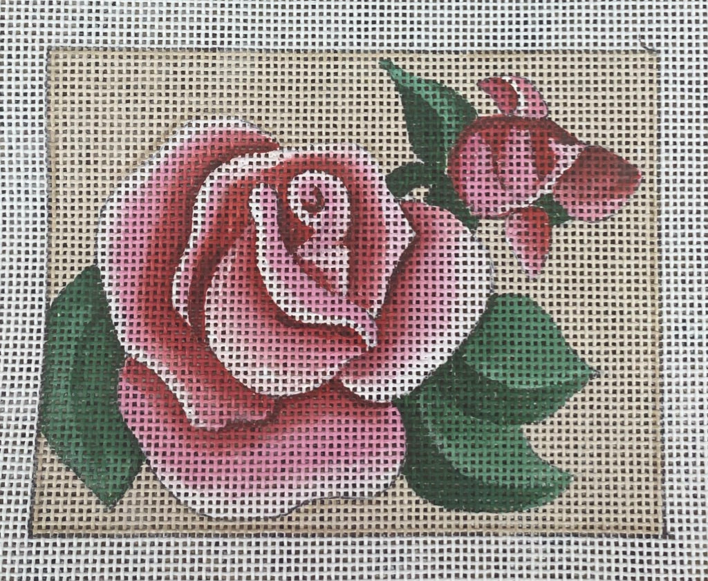 Barbara's Needlepoint Roses on Tan*