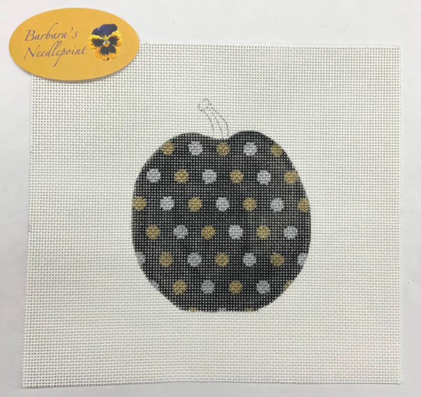 Black w/Gold and Silver Polka Dots Pumpkin