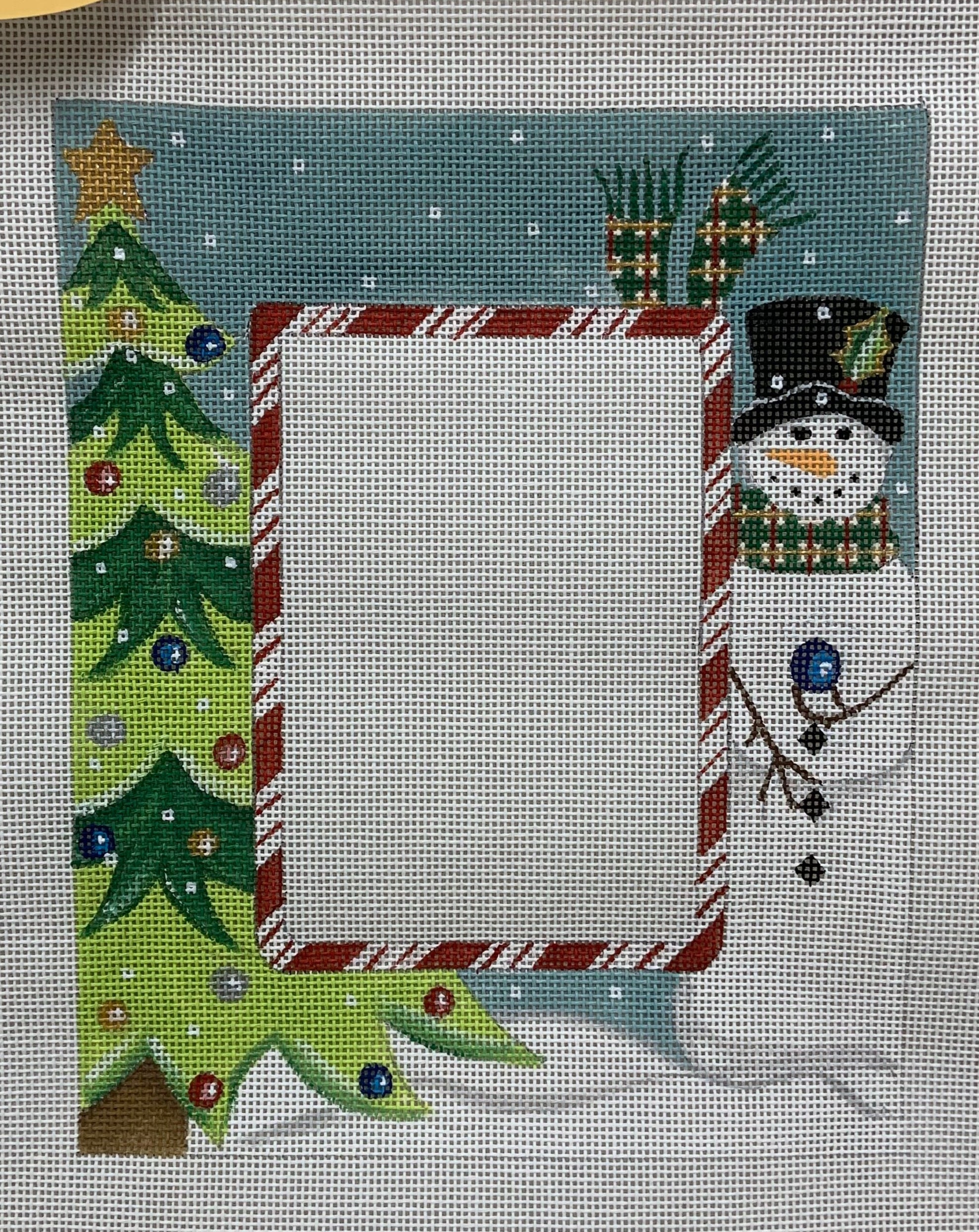 Cindy and Beth Decorated Spruce and Snowman Frame