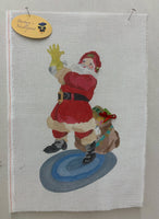 Ann Hanson Santa on Blue Braided Rug
