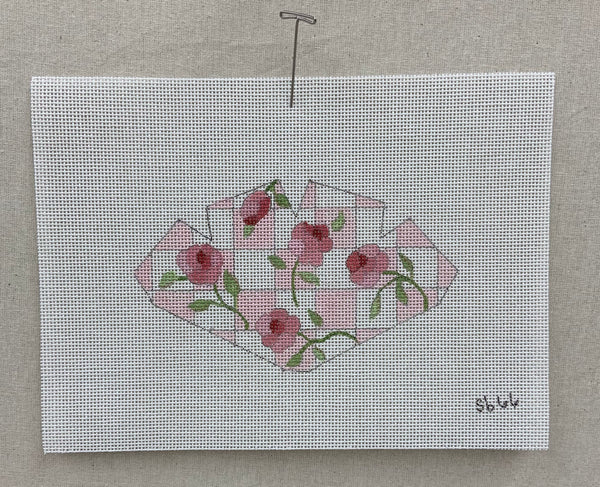 Strawberry - w/pink and white check with roses