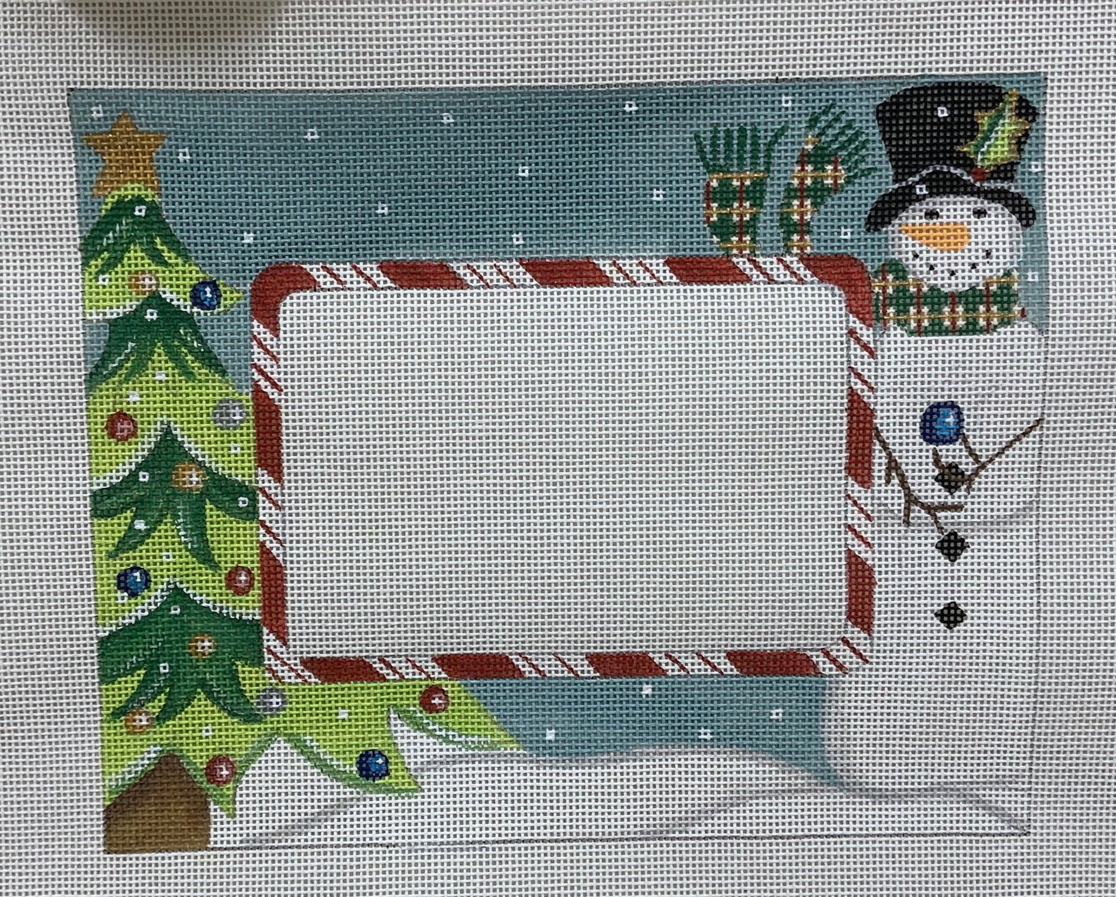 Cindy and Beth Decorated Spruce and Snowman Frame