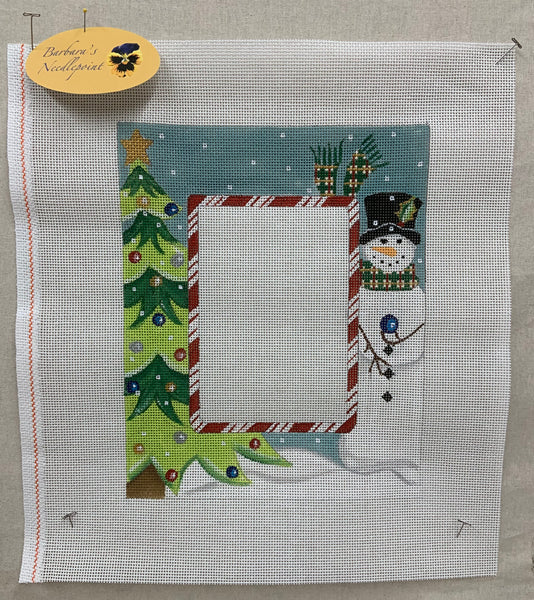 Decorated Spruce and Snowman Frame