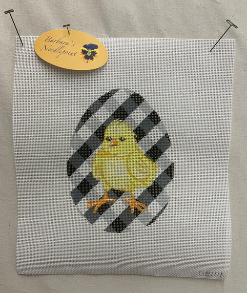 Easter Chick with Checkered Black Background