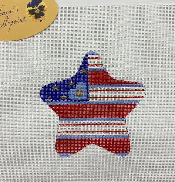 Red, White and Blue with Small Heart 4" July Star