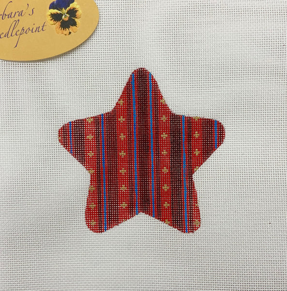 Red and Blue Stripes with Gold Detail 4" July Star