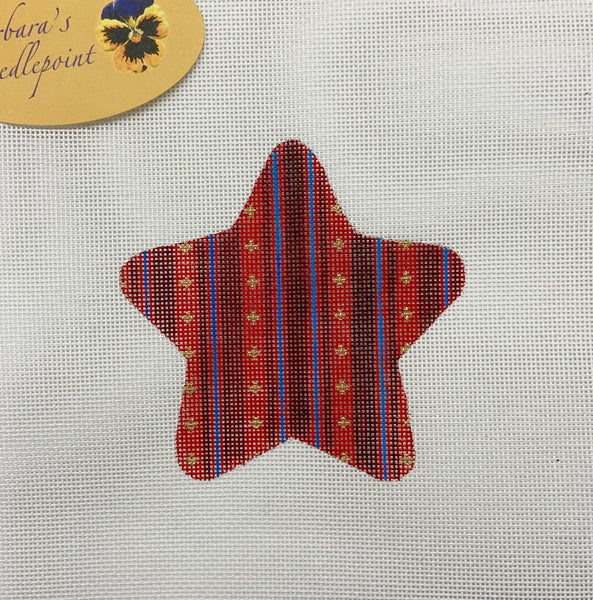 Red and Blue Stripes with Gold Detail 4" July Star