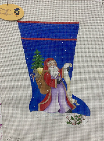 Santa Stocking with Blue Background