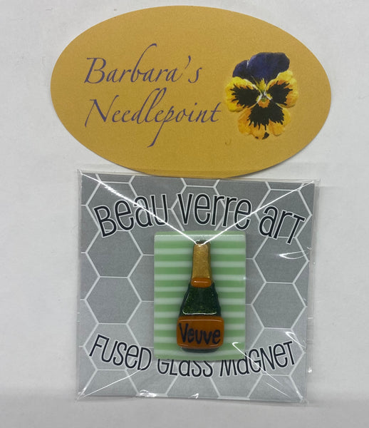 Veuve Bottle Green & White Stripe Bkgnd Needle Minder