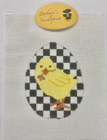 Medium Egg-Chick w/Black & White Checks