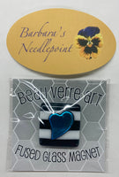 Dichrioc Aqua Heart on Black and White Needle Minder