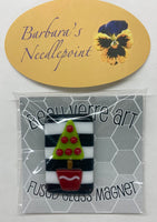 Christmas Tree with Black and White Striped Bkgnd Needle Minder