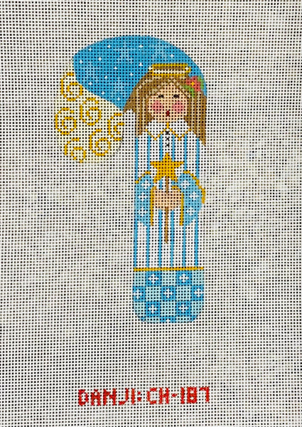 Blue and Gold Angel Candy Cane