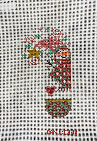Swirly Snowman Candy Cane