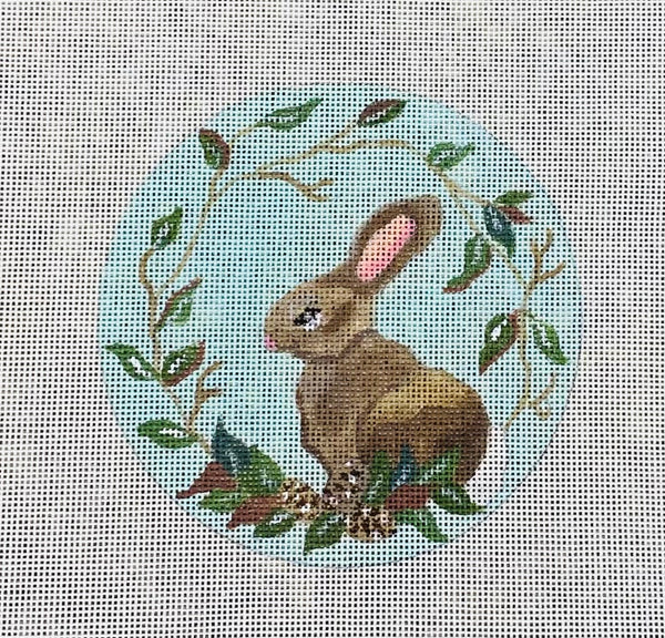 Bunny in Magnolia Wreath