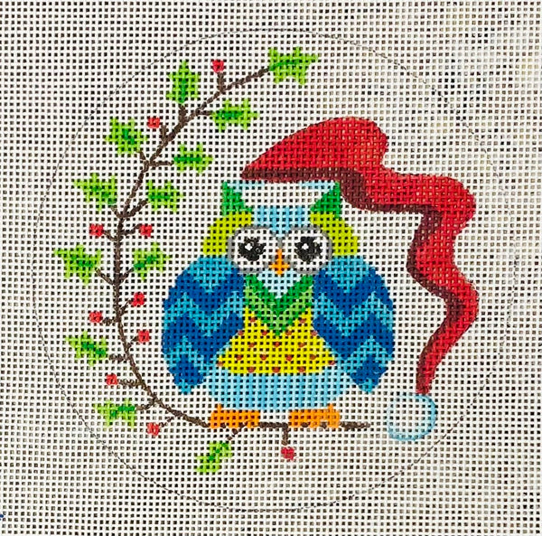 Christmas Owl with Long Santa Hat