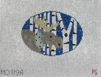 Moose with Birch Trees Oval