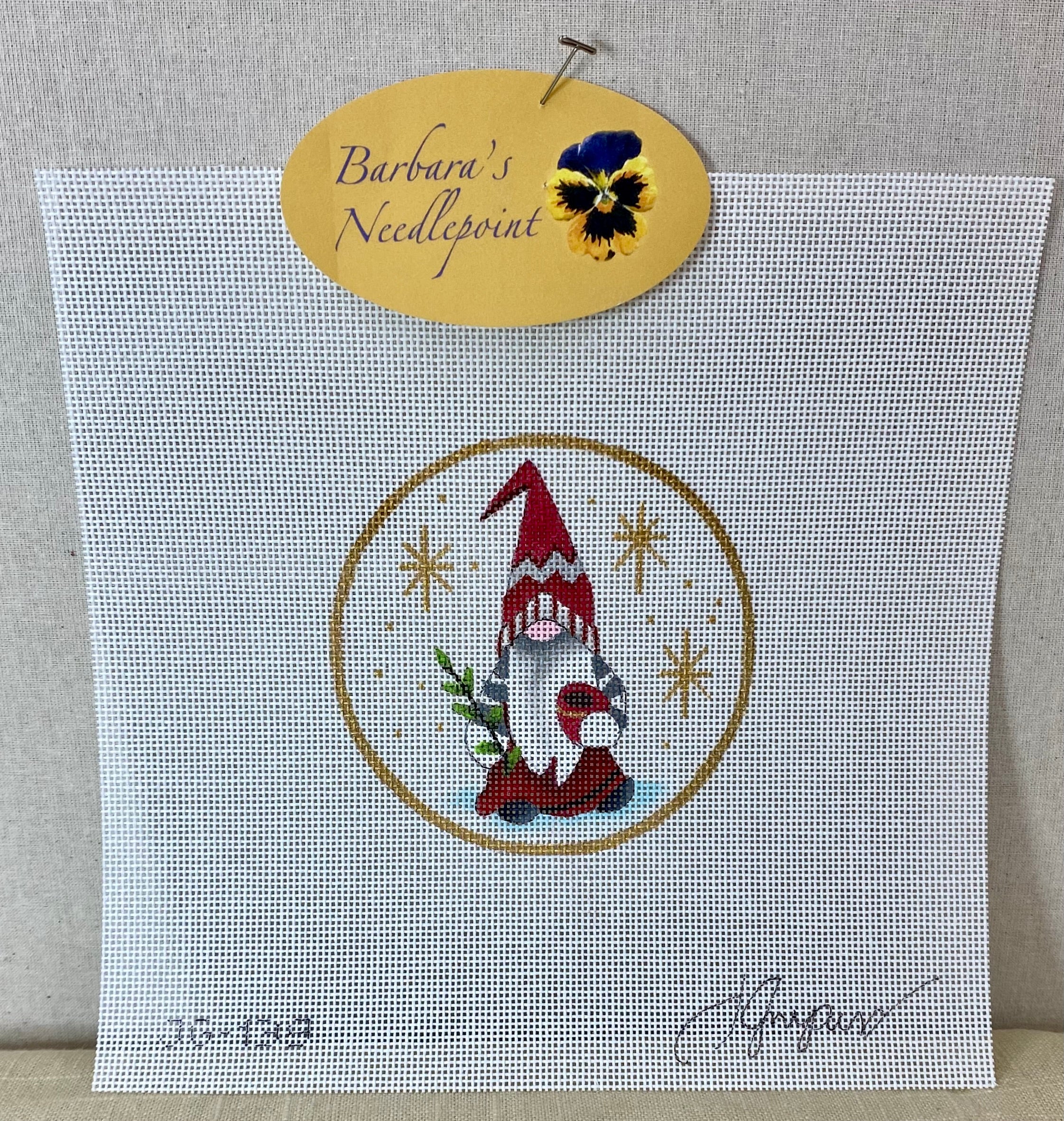 Fleur de Paris Gnome Ornament IV w/Holly Branch