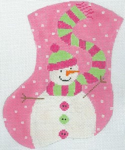 Pink Snow Girl Mini Stocking