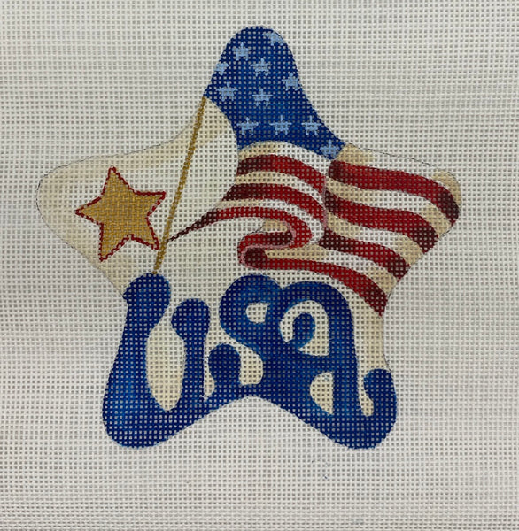 "USA" with Flag and Gold Star July Star