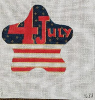Red 4 July with American Flag Background July Star