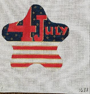 Red 4 July with American Flag Background July Star